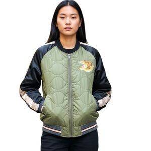 Scotch & Soda Maison Scotch Women’s Silk Souvenir Bomber Jacket Embroidered